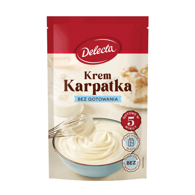 Delecta KREM DO KARPATKI SMAK WANILIOWY w 5 minut KARPATKA 136g  KRÓTKA DATA